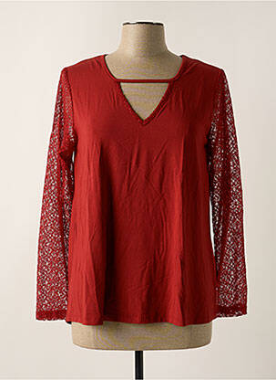 Top tissage jersey manches longues rouge MALOKA femme