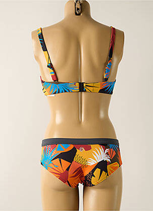 Maillot de bain 2 pièces stretch haut soutien-gorge moulé orange OLYMPIA femme