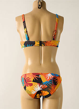 Maillot de bain 2 pièces stretch haut soutien-gorge moulé orange OLYMPIA femme