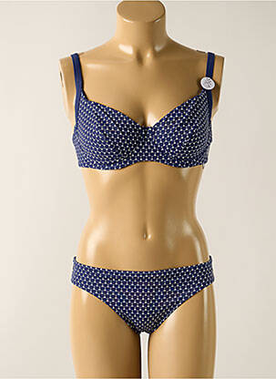 Maillot de bain 2 pièces stretch haut soutien-gorge emboitant bleu OLYMPIA femme