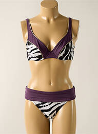 Maillot de bain 2 pièces stretch haut soutien-gorge emboitant violet EMPREINTE femme