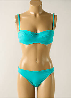 Maillot de bain 2 pièces stretch haut bandeau bleu EMPREINTE femme