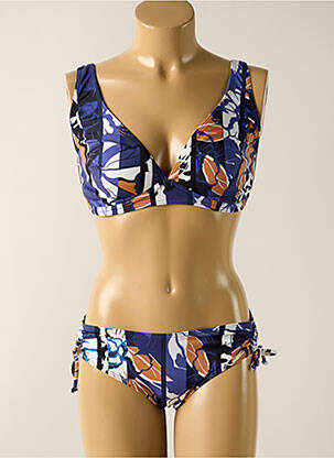 Maillot de bain 2 pièces stretch haut soutien-gorge emboitant bleu OLYMPIA femme