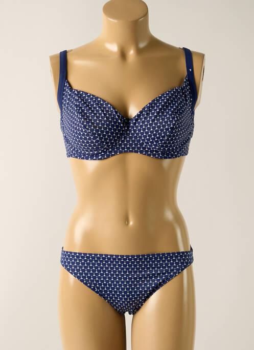 Maillot de bain 2 pièces stretch haut soutien-gorge emboitant bleu OLYMPIA femme