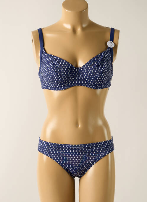 Maillot de bain 2 pièces stretch haut soutien-gorge emboitant bleu OLYMPIA femme