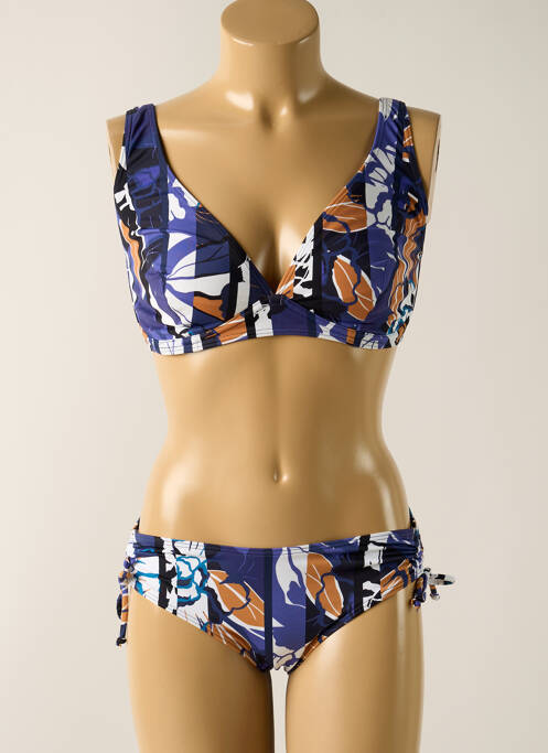 Maillot de bain 2 pièces stretch haut soutien-gorge emboitant bleu OLYMPIA femme