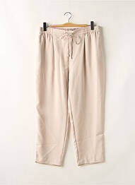 Pantalon droit tissage crêpe taille haute beige ZARA femme