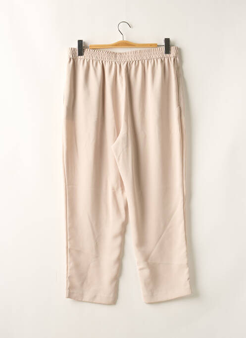 Pantalon droit tissage crêpe taille haute beige ZARA femme