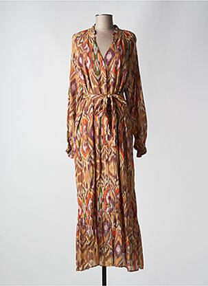 Robe longue manches longues manches longues marron LA PETITE ETOILE femme