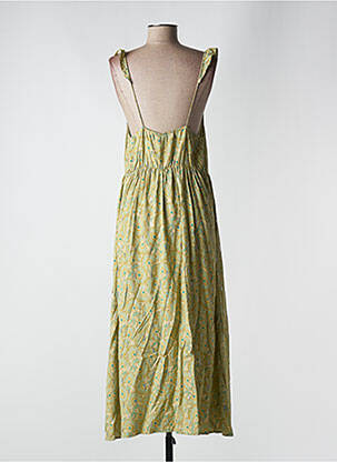 Robe longue imprimé fleurs fines bretelles vert SEE U SOON femme