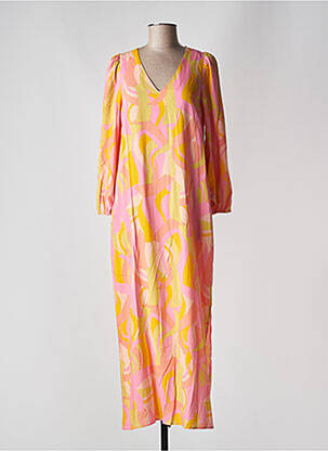 Robe longue manches longues manches longues rose GRACE & MILA femme