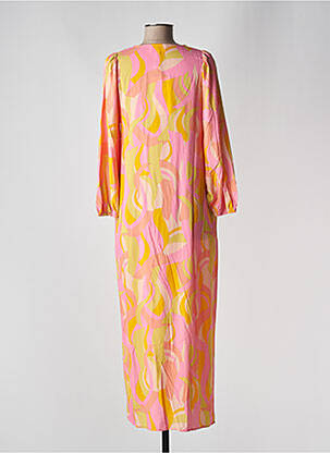 Robe longue manches longues manches longues rose GRACE & MILA femme