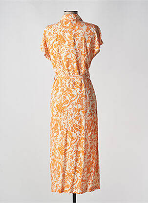 Robe mi-longue coupe fluide manches courtes orange OBJECT femme