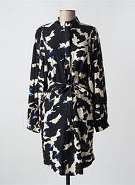 Robe mi-longue imprimé fantaisie manches longues noir OBJECT femme