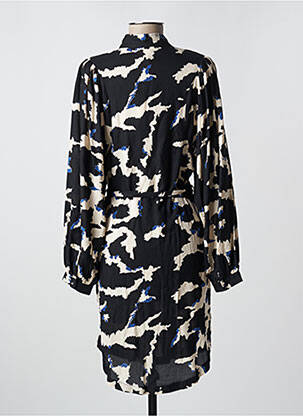 Robe mi-longue imprimé fantaisie manches longues noir OBJECT femme