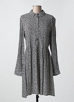 Robe mi-longue imprimé fleurs manches longues noir VILA femme