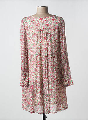 Robe courte imprimé fleurs manches longues rose GRACE & MILA femme