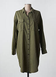 Robe mi-longue coupe fluide manches longues vert FIVE femme