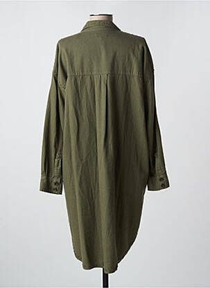 Robe mi-longue coupe fluide manches longues vert FIVE femme