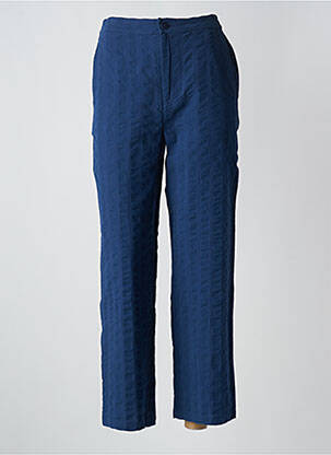 Pantalon chino fermeture zippée sous rabat boutonné taille haute bleu THINKING MU femme