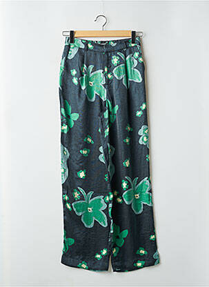 Pantalon large fermeture zippée sous rabat boutonné taille haute vert OBJECT femme