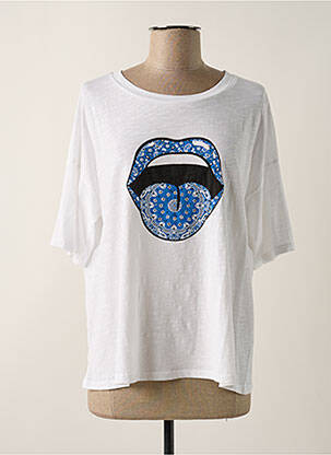 T-shirt imprimé fantaisie manches courtes blanc FIVE femme