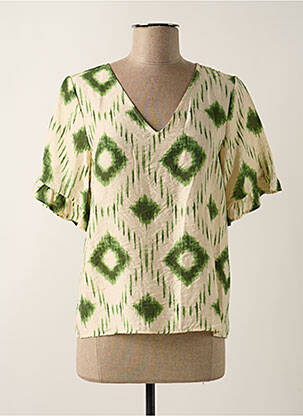 Blouse imprimé fantaisie manches courtes beige OBJECT femme