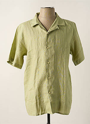 Chemise manches courtes col tailleur vert KNOWLEDGE COTTON APPAREL homme