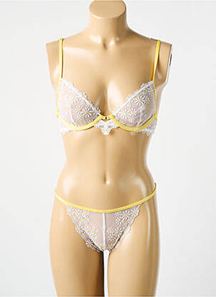 Ensemble lingerie bretelles élastiquées ajustables jaune GIRLS IN PARIS femme
