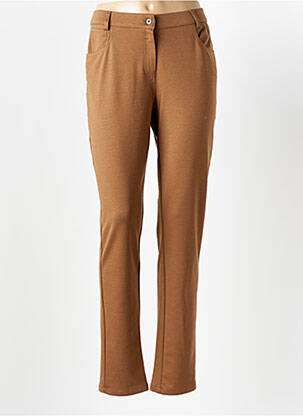 Pantalon slim taille élastique marron GUY DUBOUIS femme