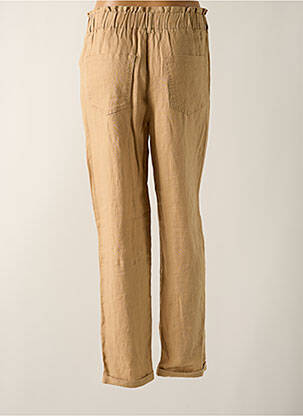 Pantalon droit tissage crêpe taille haute beige C'EST BEAU LA VIE femme