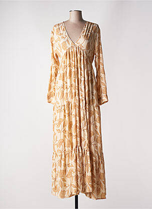 Robe longue manches longues manches longues beige GOLD & SILVER femme