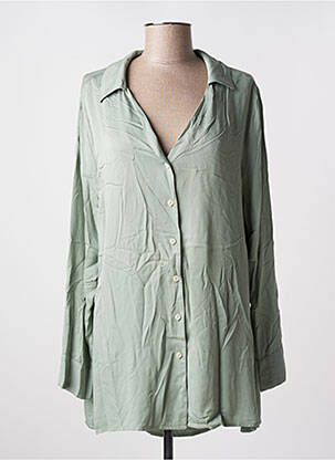 Chemisier tissage popeline manches longues vert MUS & BOMBON femme