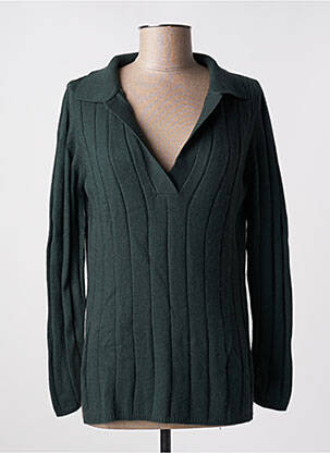 Pull coupe droite manches longues vert MUS & BOMBON femme