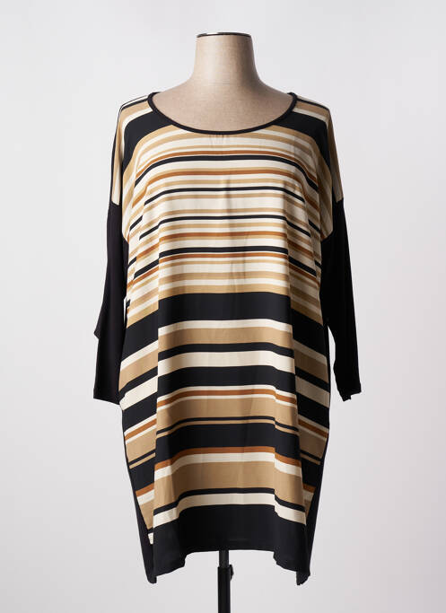 Robe mi-longue coupe fluide manches longues noir G!OZE femme