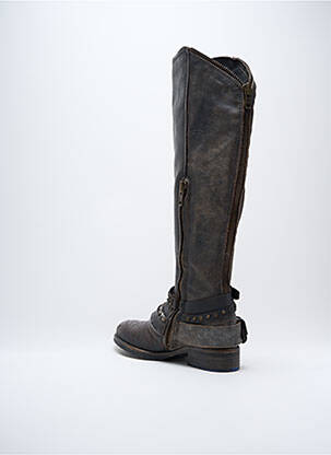 Bottes tissage satiné talon de 4 à 6cm marron FELMINI femme