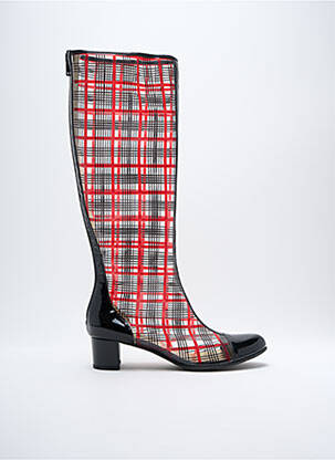 Bottes matière lisse talon de 4 à 6cm rouge AZUREE femme