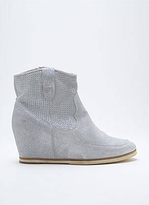 Bottines/boots tissage satiné talon de 4 à 6cm gris MYMA femme