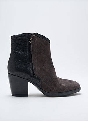 Bottines/boots tissage satiné talon de 4 à 6cm marron BISOUS CONFITURE femme