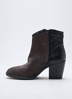 Bottines/boots tissage satiné talon de 4 à 6cm marron BISOUS CONFITURE femme