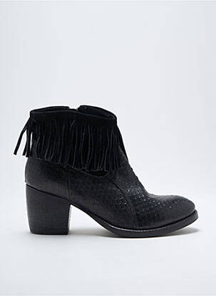 Bottines/boots tissage satiné talon de 4 à 6cm noir BISOUS CONFITURE femme