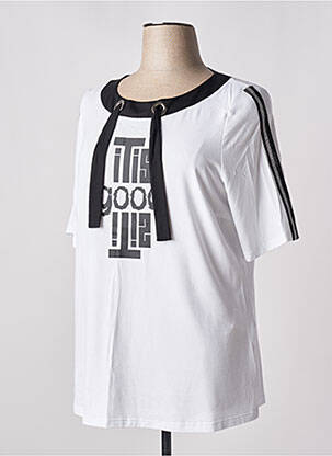 T-shirt sérigraphie avec strass manches courtes blanc MONA LISA femme