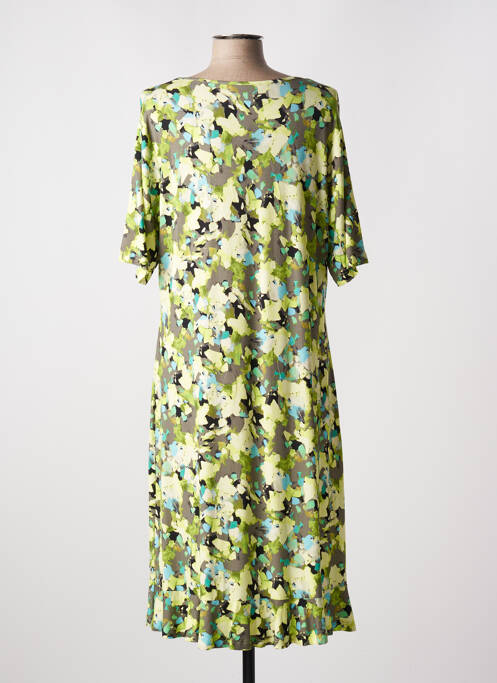 Robe mi-longue imprimé fleurs manches courtes vert APRICO femme