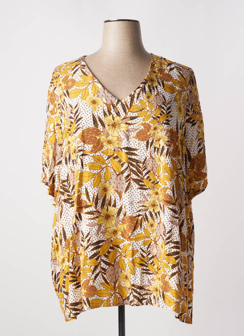Blouse tissage popeline manches courtes jaune APRICO femme