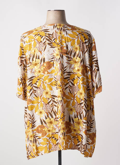 Blouse tissage popeline manches courtes jaune APRICO femme