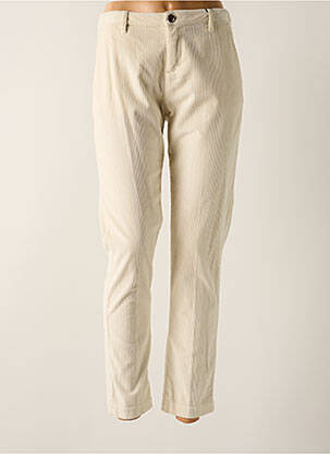 Pantalon chino fermeture zippée sous rabat boutonné taille normale beige MAYJUNE femme