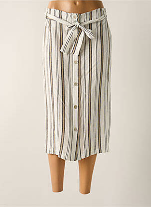 Jupe mi-longue taille haute blanc SIGNE NATURE femme