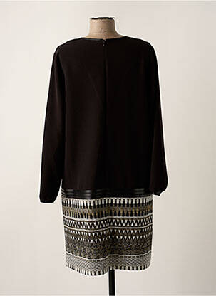 Robe mi-longue manches longues manches longues noir LAUREN VIDAL femme
