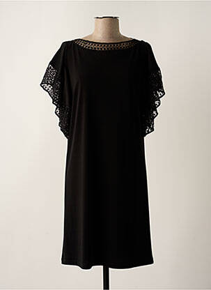 Robe mi-longue manches courtes manches courtes noir LAUREN VIDAL femme