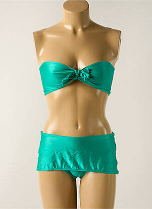 Maillot de bain 2 pièces stretch haut bandeau vert JENNA DE ROSNAY femme